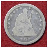 1877 CC Seated Liberty Silver Quarter