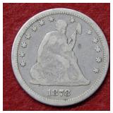 1878 CC Seated Liberty Quarter