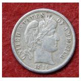 1916 S Barber Silver Dime - cleaned