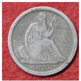 1837 Seated Liberty Silver Dime - No Stars