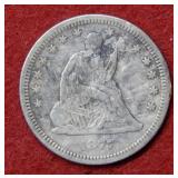 1877 Seated Liberty Silver Quarter