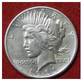 1921 Peace Silver Dollar Coin - high relief