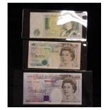 (3) 1-5-20 Pound Notes - England