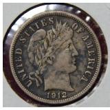 1912 D Barber Silver Dime