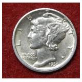 1935 D Mercury Silver Dime