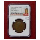 1936 Great Britain Penny NGC Genuine-King George V