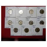 (11) Jefferson Silver Nickels 1942 through 1945 S