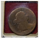1807 Half Cent in Vintage Cardboard 2x2