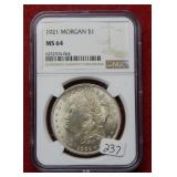 1921 Morgan Silver Dollar NGC MS64