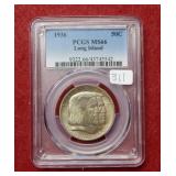 1936 Long Island Silver Comm Half PCGS MS66