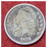 1835 Bust Silver Dime - Reverse Scratch