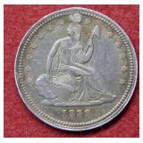 1839 Seated Liberty Quarter -No Drapery First Year