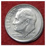 2005 P Off Center Punch Roosevelt Dime
