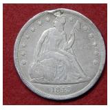 1843 Seated Liberty Silver Dollar - repaired