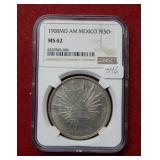 1908MO Mexico Silver Peso NGC MS62
