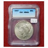 1927 Peace Silver Dollar ICG MS63