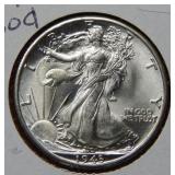 1943 D Walking Liberty Silver Half