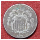1871 Shield Nickel - dark