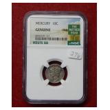 1943 Mercury Silver Dime NGC Genuine