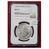 1940M Mexico Peso NGC MS63