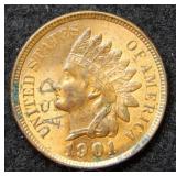 1901 Indian Head Cent - Red & Brown with Grafitti