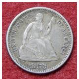 1872 Seated Liberty Silver Half Dime