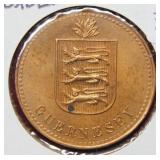 1949 H Guernsey 4 Doubles Coin