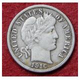 1916 Barber Silver Dime