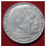 1935 Germany Silver 5 Mark Coin