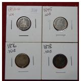 1851 O-1845-1876-1878 Seated Liberty Dimes