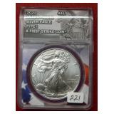 2021 Silver Eagle Type 1 ANACS MS70 - first strike