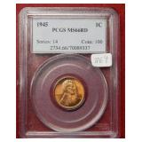 1945 Lincoln Wheat Cent PCGS MS66 RD