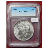 1890 Morgan Silver Dollar ICG MS63