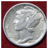1929 S Mercury Silver Dime
