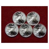 (5) 1/10oz .999 Silver Mini Replicas - Bullion