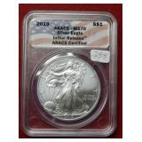 2010 Silver Eagle 1oz ANACS MS70 - initial release