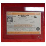 Wisconsin Telephone Company Stock Certificate