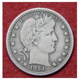 1914 Barber Silver Quarter
