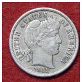 1911 Barber Silver Dime