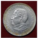 1957 Mexico 5 Peso Silver Constitution Coin