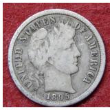1895 S Barber Silver Dime