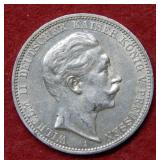 1912 German Silver 3 Mark Coin