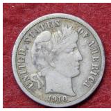1910 S Barber Silver Dime