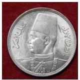 1939 Egypt 5 Piastres Silver Coin