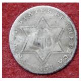1854 Silver Three Cent Piece
