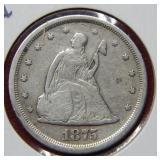 1875 S Seated Liberty Silver Twenty Cent Piece