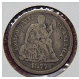 1877 CC Seated Liberty Silver Dime