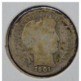 1901 S Barber Silver Dime