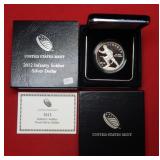 2012 W Infantry Soldier Proof Silver Dollar