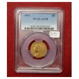 1911 Gold Indian Head $5 PCGS AU58